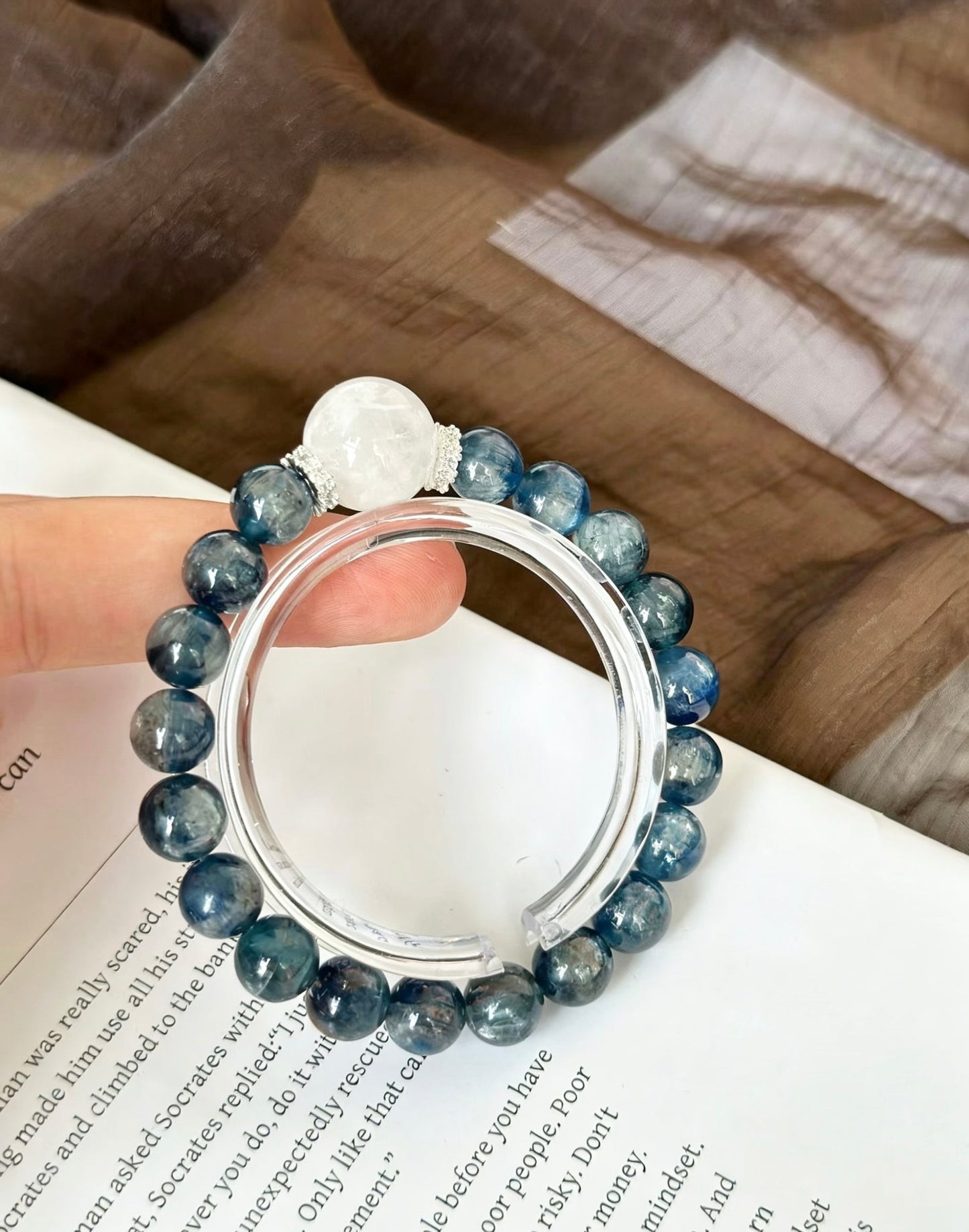 Amoria Blue Crystal and Black Sparkle Bracelet 9mm–10mm | Deep-Sea Star-Level Energy Guardian Stone · Enhances intuition and spiritual awakening · Stabilizes emotional energy · Improves decision-making and insight