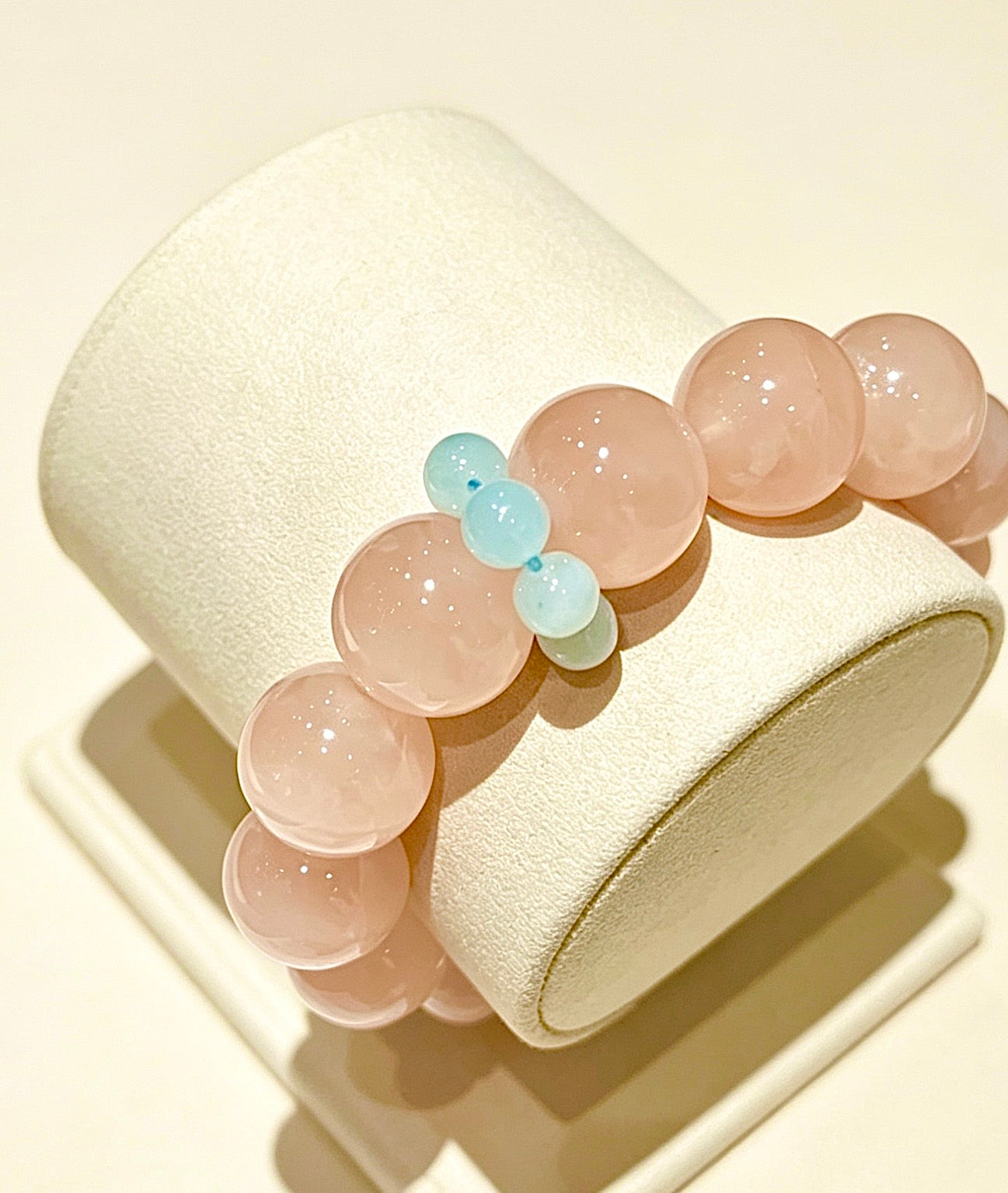 Amoria Grapefruit Pink Crystal Energy Bracelet 13mm | Boosts love luck and social connections · Enhances charm and confidence · Attracts positive energy