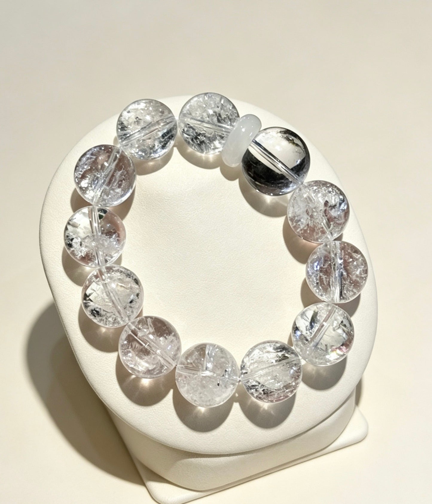 Amoria White Aze Energy Crystal Bracelet 13mm | Purifies Energy Fields · Enhances Spiritual Awareness · Boosts Protective and Good Luck Energy