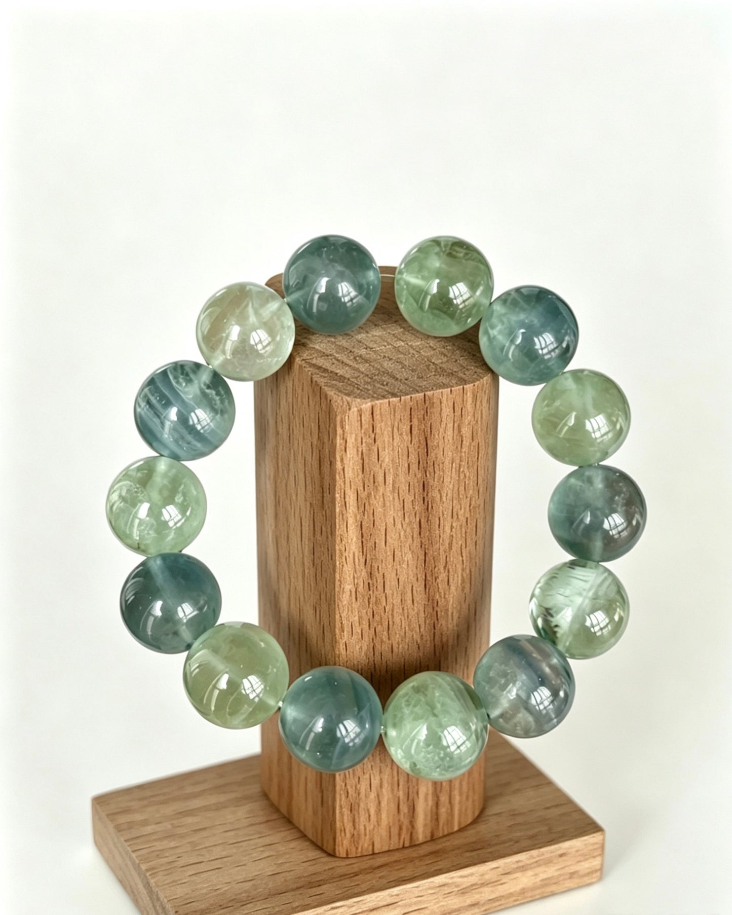 Amoria Blue-Green Fluorite Energy Crystal Bracelet 8mm–9mm | Purifies Emotional Energy · Enhances Focus · Boosts Wisdom and Good Fortune