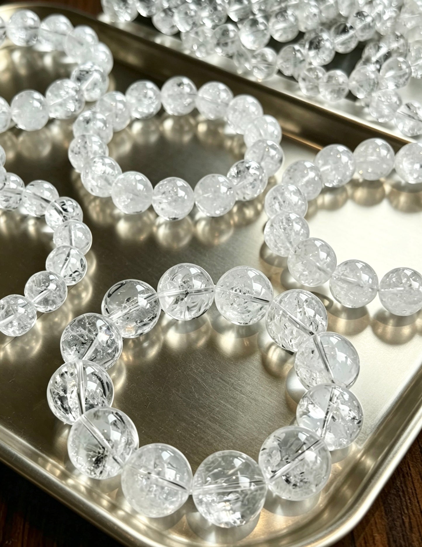 Amoria Natural White Aze Crystal 9mm–10mm Single-Strand Bracelet | Purify Energy · Enhance Your Aura · Attract Good Fortune