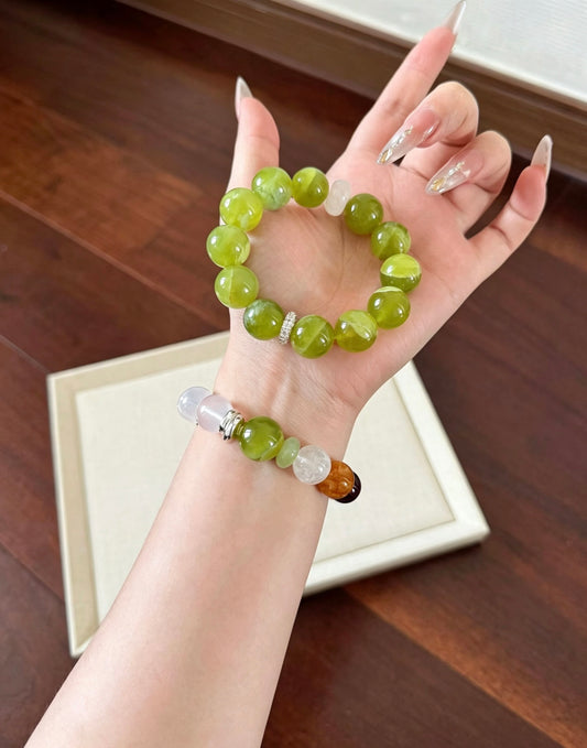 Amoria Natural Grape Quartz 13mm–14mm Single-Strand Bracelet: Attracts Benefactors and Boosts Career · Unlocks Opportunities · Enhances Your Luck