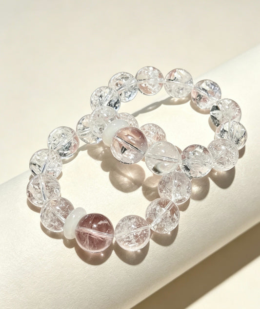 Amoria White Aze Energy Crystal Bracelet 13mm | Purifies Energy Fields · Enhances Spiritual Awareness · Boosts Protective and Good Luck Energy