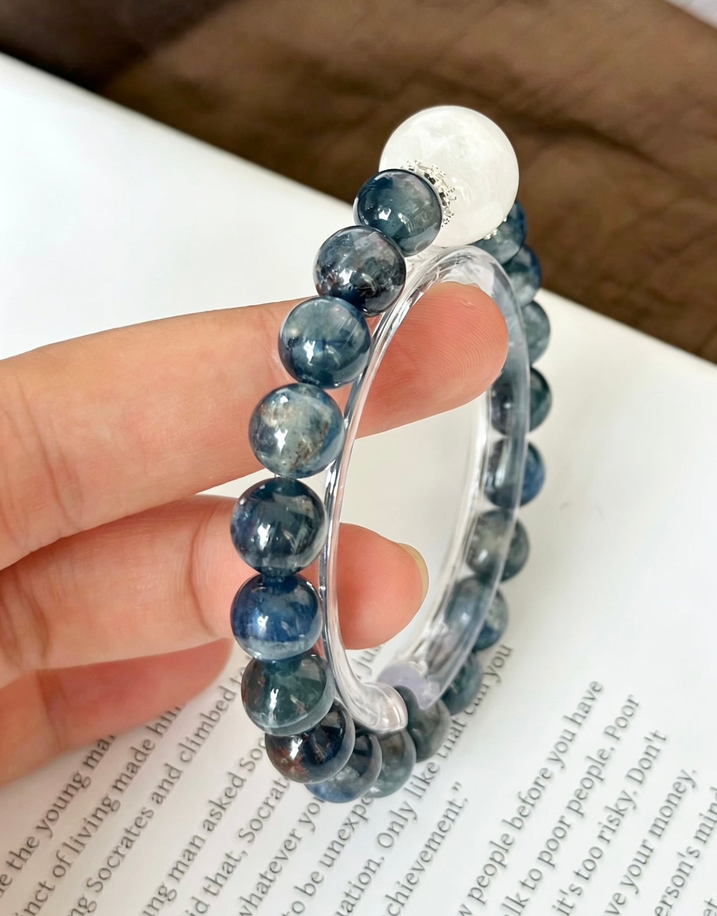Amoria Blue Crystal and Black Sparkle Bracelet 9mm–10mm | Deep-Sea Star-Level Energy Guardian Stone · Enhances intuition and spiritual awakening · Stabilizes emotional energy · Improves decision-making and insight