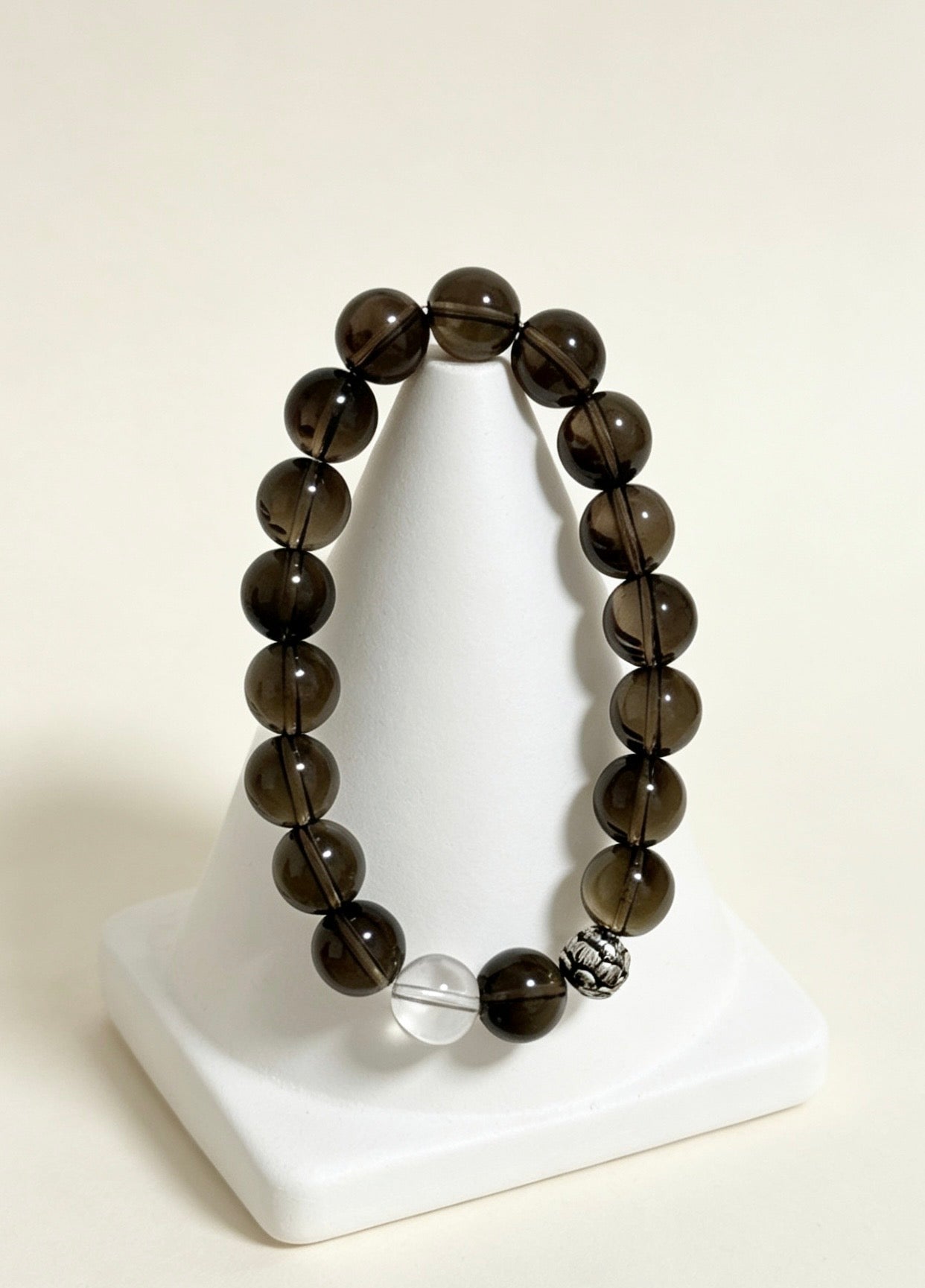 Amoria 10mm Tea Crystal & Clear Quartz Bracelet | Inner Balance, Resilience & Personal Renewal