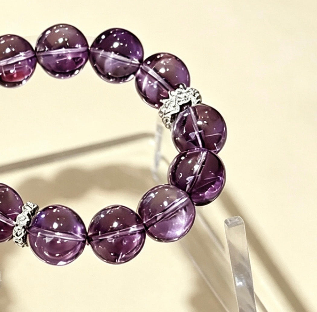 Amoria 12mm Amethyst Crystal Bracelet | Intuition, Creative Vision & Inspired Living