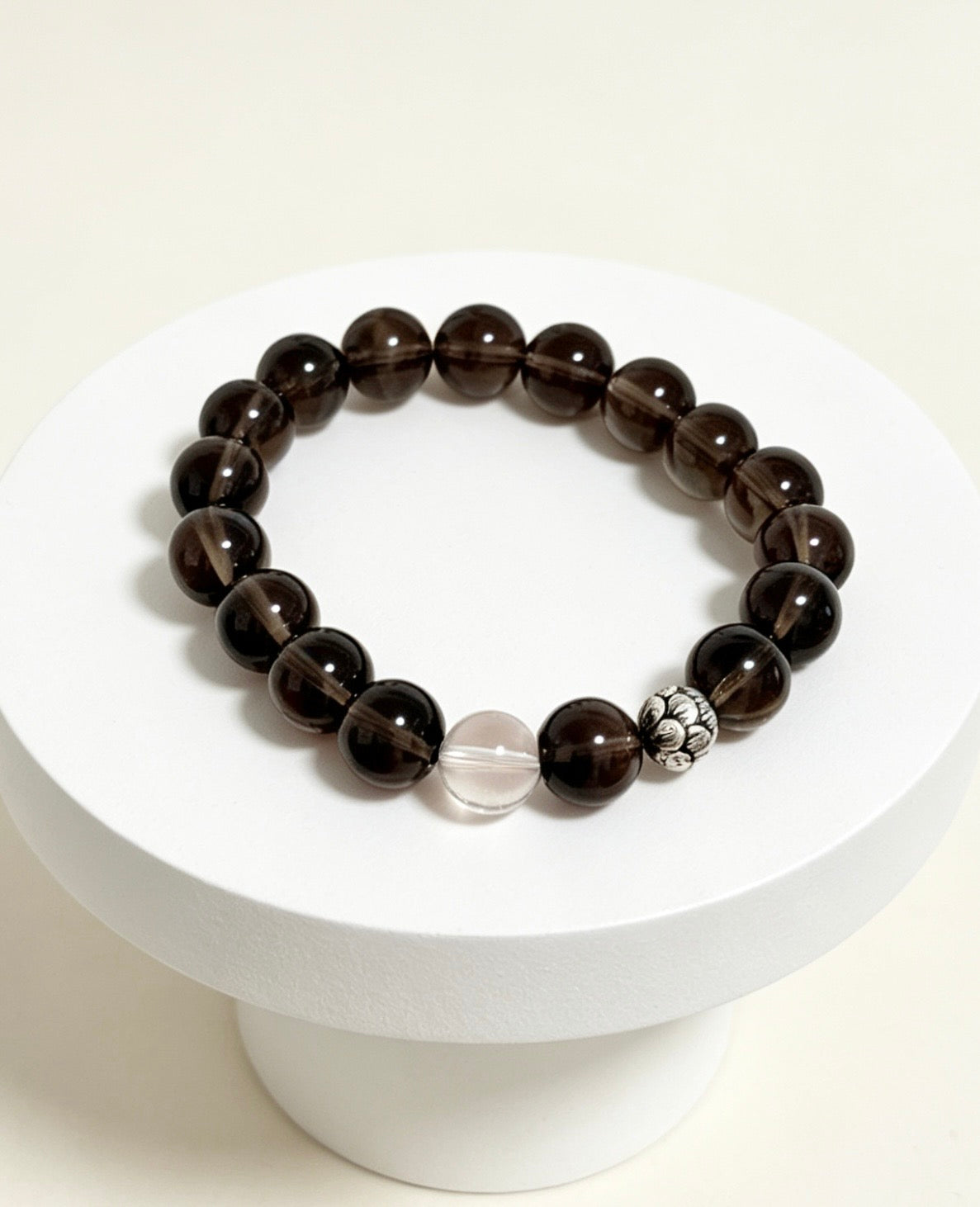 Amoria 10mm Tea Crystal & Clear Quartz Bracelet | Inner Balance, Resilience & Personal Renewal