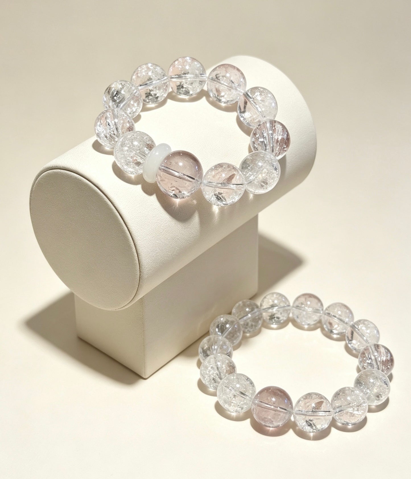 Amoria White Aze Energy Crystal Bracelet 13mm | Purifies Energy Fields · Enhances Spiritual Awareness · Boosts Protective and Good Luck Energy