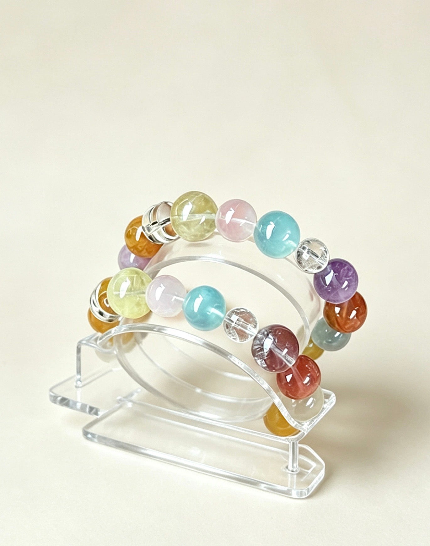 Amoria 10mm Natural Crystal Charm Bracelet | Attracts Wealth and Good Fortune · Balances Energy Fields · Protects Good Luck and Happiness
