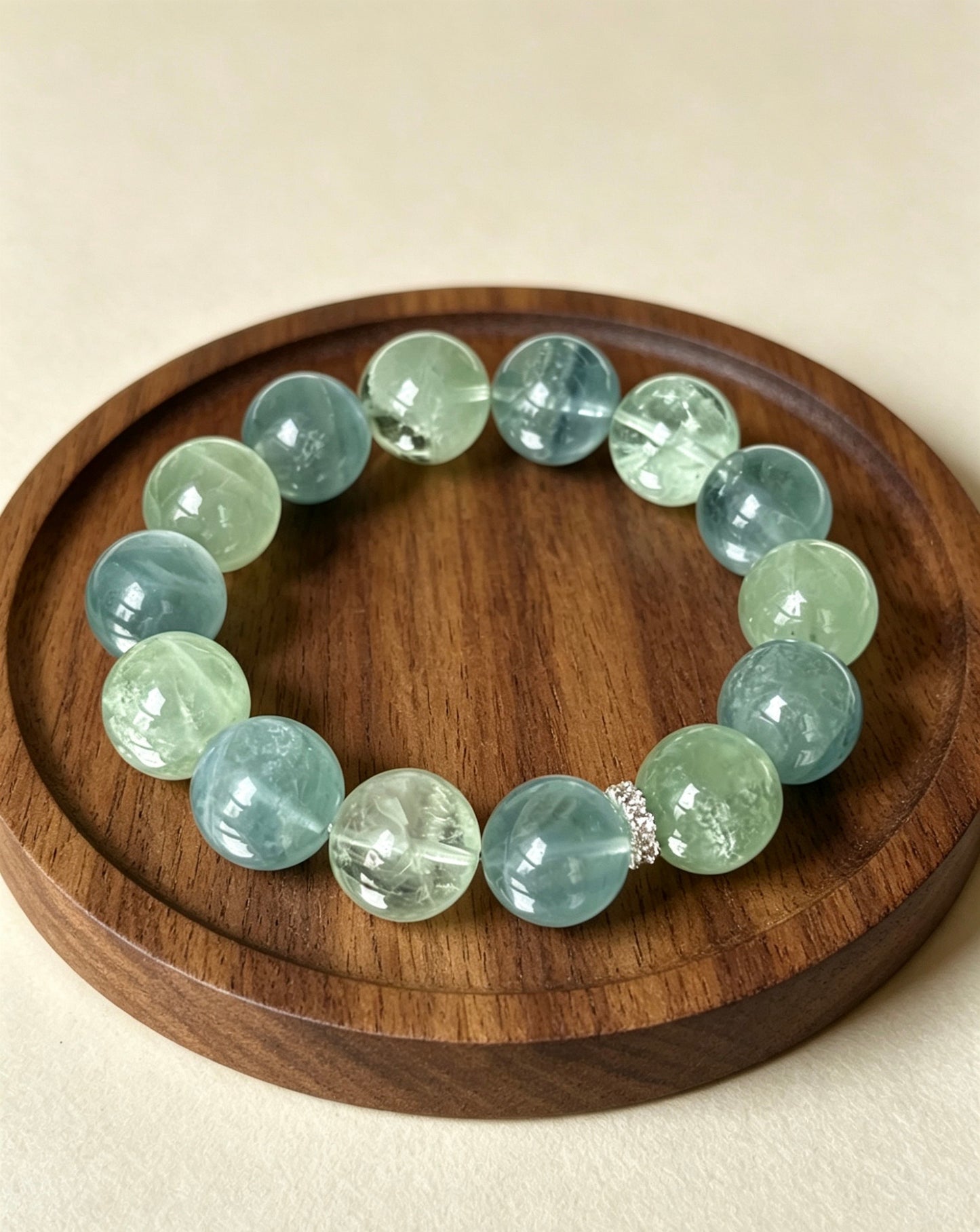 Amoria Blue-Green Fluorite Energy Crystal Bracelet 8mm–9mm | Purifies Emotional Energy · Enhances Focus · Boosts Wisdom and Good Fortune