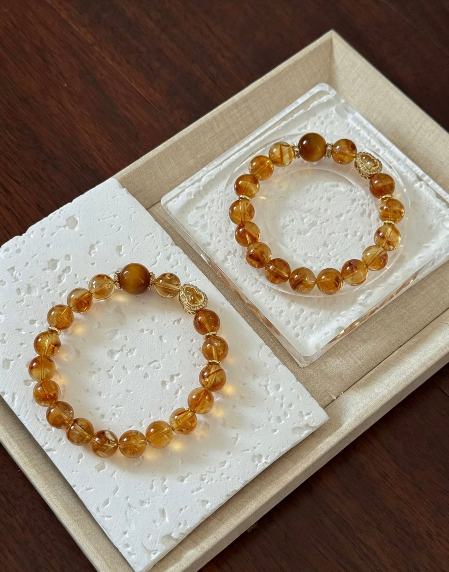 Amoria Natural Citrine Wealth-Attracting Energy Bracelet 9mm-10mm | Wealth Manifestation Accelerator · Boosts Motivation · Activates the Energy of Abundance · Protective Stone for Attracting Benefactors (Accessory Style)