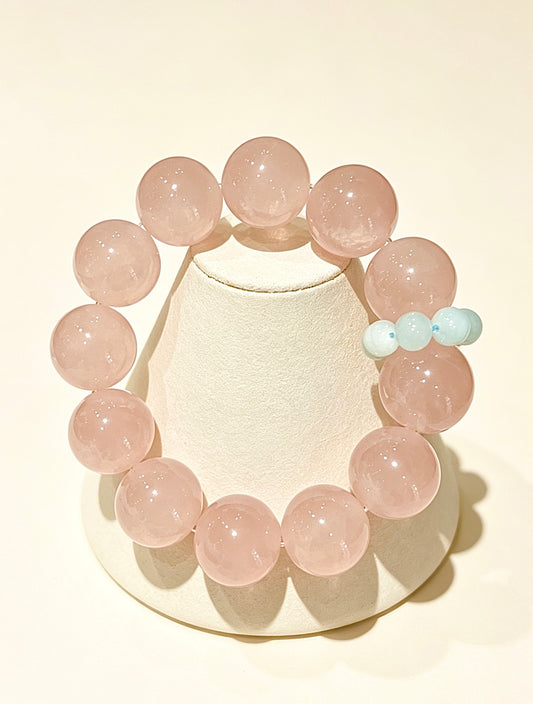 Amoria Grapefruit Pink Crystal Energy Bracelet 13mm | Boosts love luck and social connections · Enhances charm and confidence · Attracts positive energy