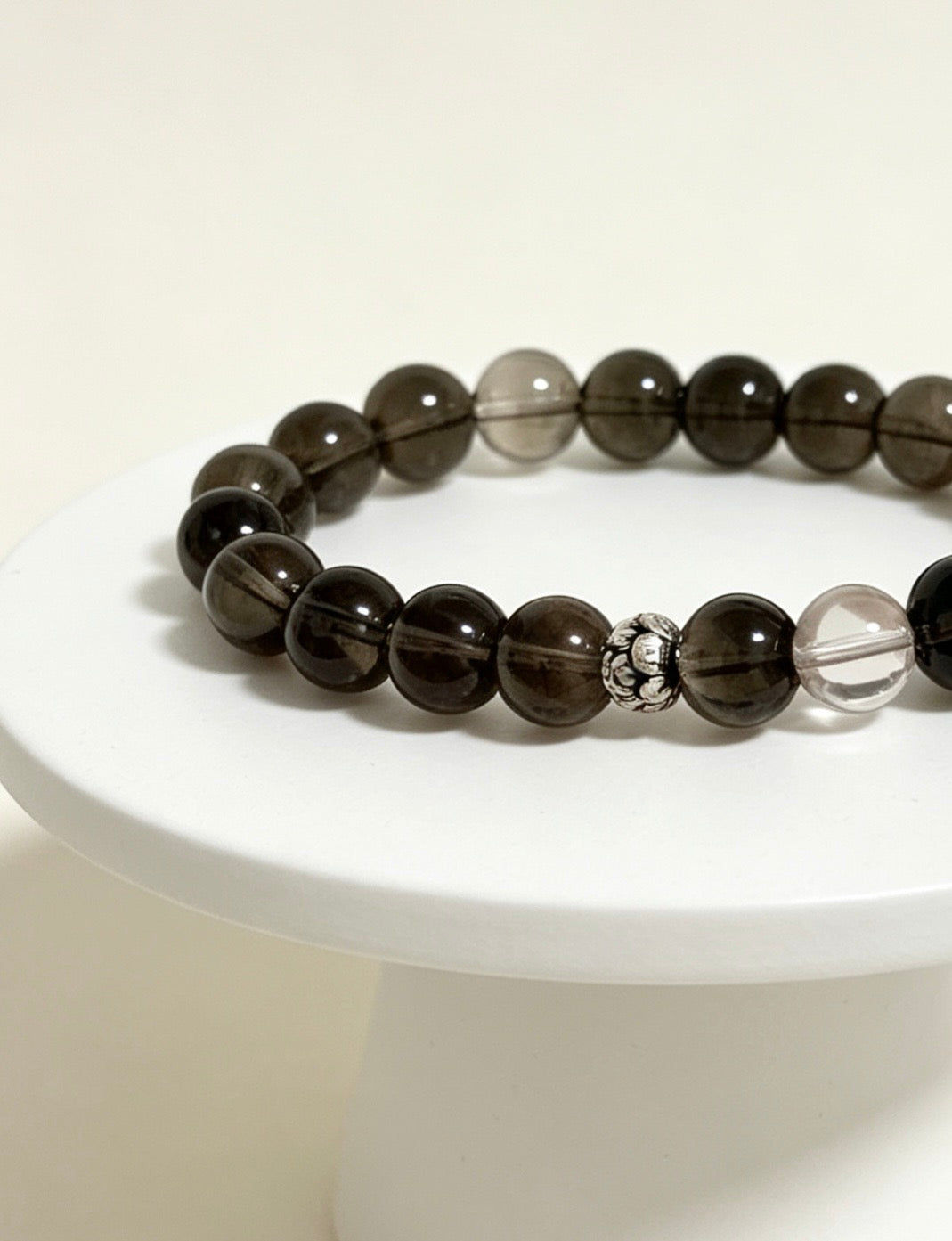 Amoria 10mm Tea Crystal & Clear Quartz Bracelet | Inner Balance, Resilience & Personal Renewal