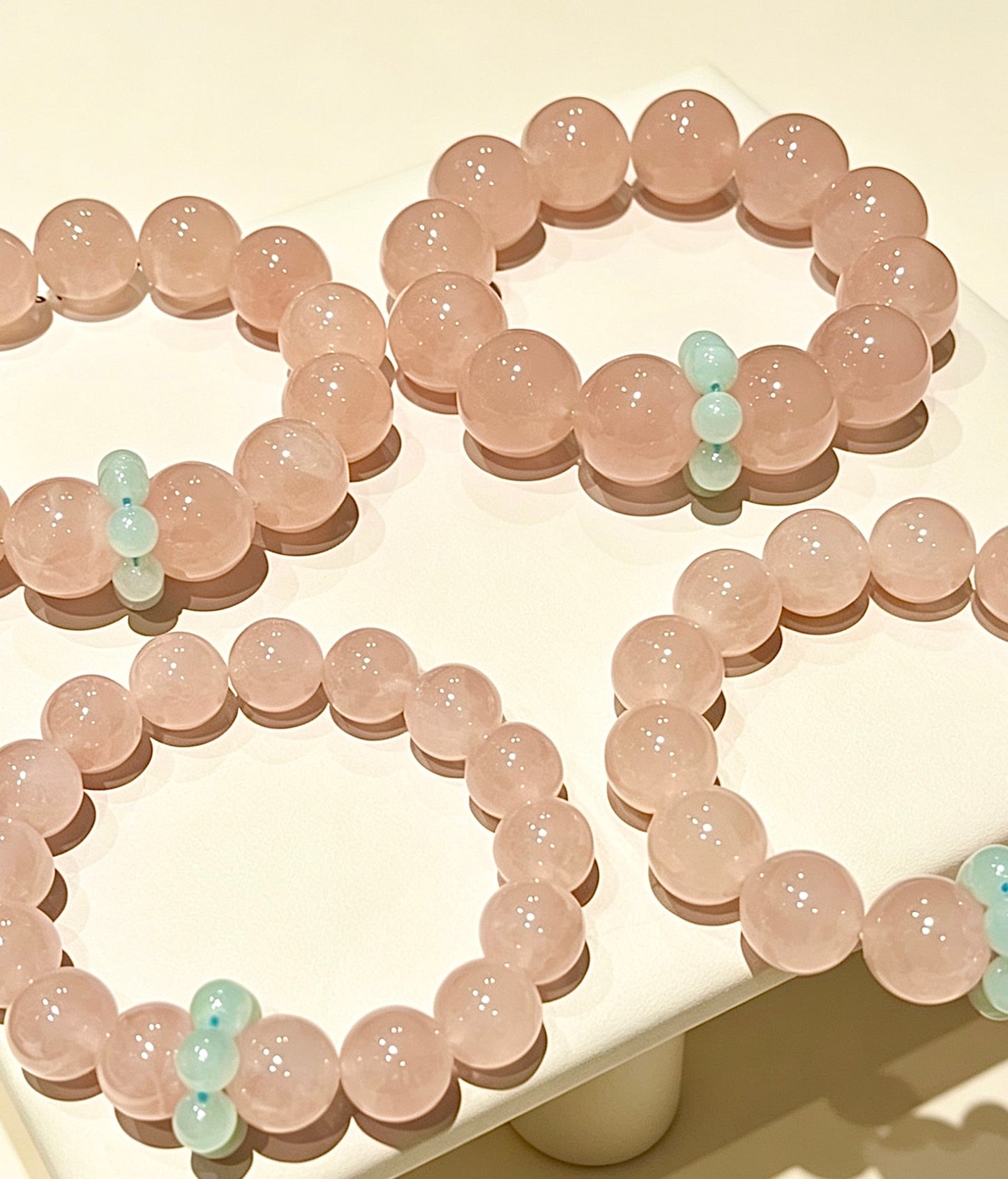 Amoria Grapefruit Pink Crystal Energy Bracelet 13mm | Boosts love luck and social connections · Enhances charm and confidence · Attracts positive energy
